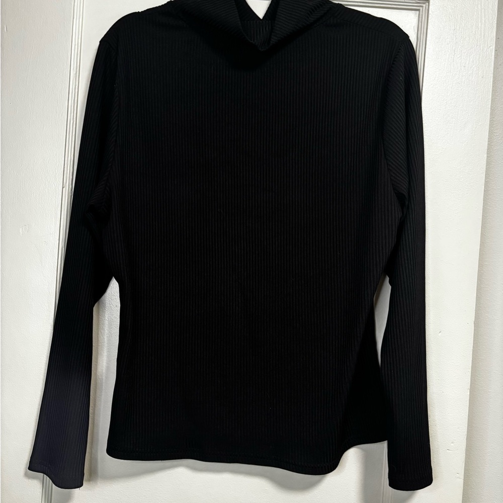 XL Black Ribbed Long Sleeve Top